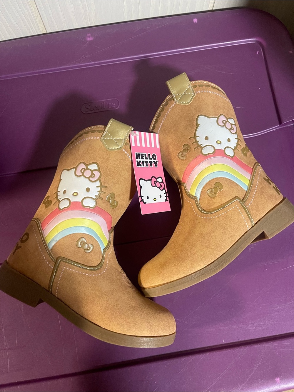 Hello Kitty Cowgirl Boots with Rainbow Accent